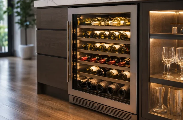 built-in glass-door wine cooler